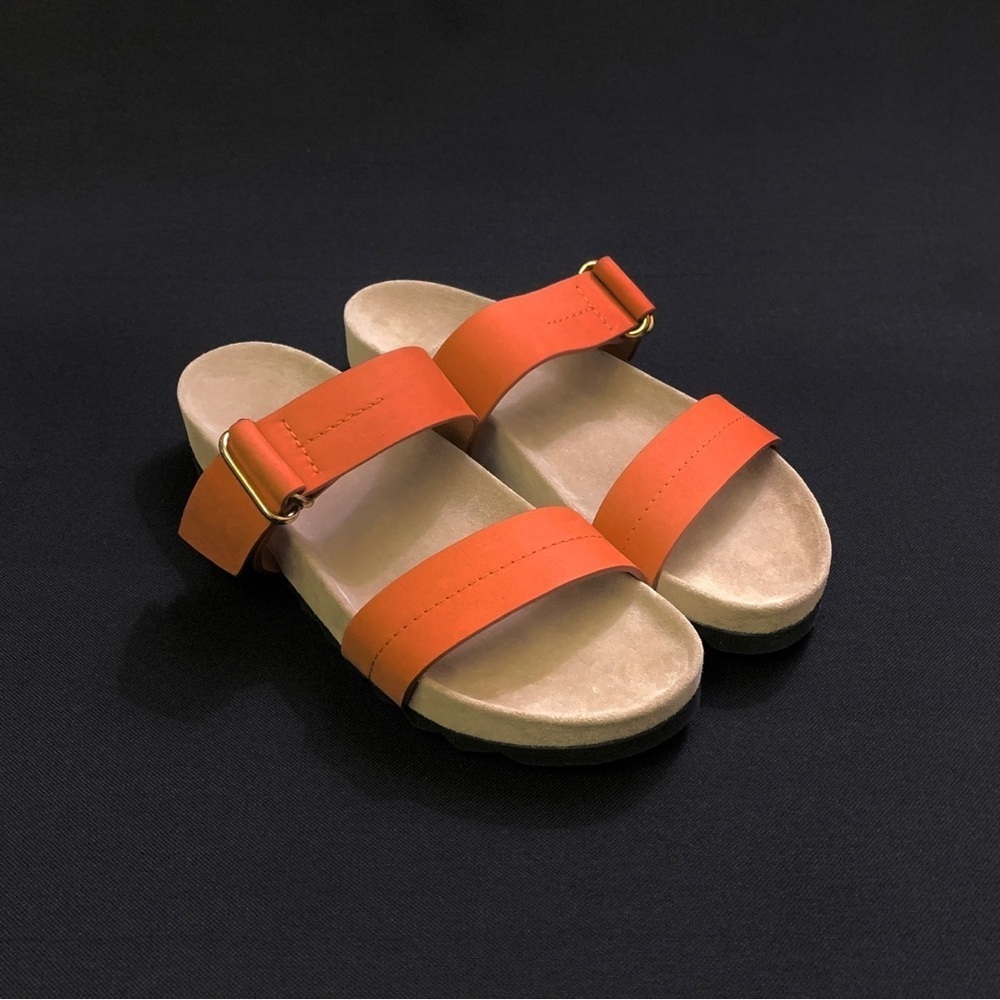 THEORY Genuine Leather Two Strap Slide Sandal w/ Buckle 10 US, … - Picture 3 of 11